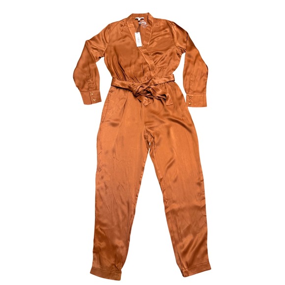 LBLC The Label Dede‎ Jumpsuit Rust Belted Viscose Blend Women's L - Picture 3 of 11